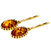 925 Sterling Silver 22 Carat Gold Plated with Genuine Baltic Amber Drop Earrings - MG009
