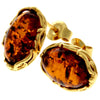 Load image into Gallery viewer, Genuine Baltic Amber and 925 Sterling Silver Gold Plated with 1 micron of 22 carat gold Studs Earrings - MG011