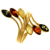 Genuine Baltic Amber and 925 Sterling Silver Gold Plated with 1 micron of 22 Carat Gold Adjustable Ring - MG401