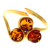 Genuine Baltic Amber and 925 Sterling Silver Gold Plated with 1 micron of 22 Carat Gold Adjustable Ring - MG402