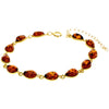 Classic 925 Sterling Silver Gold Plated with 22 Carat Gold 19 cm + 4.5 cm Link Bracelet set with Genuine Baltic Amber Gemstones - MG502