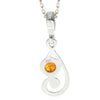 925 Sterling Silver & Genuine Baltic Amber Classic Pendant - 664