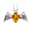 925 Sterling Silver & Baltic Amber Bat Pendant - 692