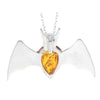 925 Sterling Silver & Baltic Amber Bat Pendant - 692