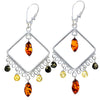 Load image into Gallery viewer, 925 Sterling Silver &amp; Genuine Baltic Amber Large Drop Earrings - 8205