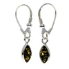 925 Sterling Silver & Genuine Baltic Amber Classic Drop Earrings - 8268D