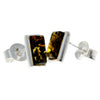 925 Sterling Silver & Genuine Baltic Amber Classic Rectangular Studs Earrings - 8346
