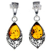 Load image into Gallery viewer, 925 Sterling Silver &amp; Genuine Baltic Amber Modern Drop Earrings - 8457