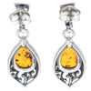 Load image into Gallery viewer, 925 Sterling Silver &amp; Genuine Baltic Amber Modern Drop Earrings - 8457