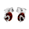 Load image into Gallery viewer, 925 Sterling Silver &amp; Genuine Baltic Amber Small Hearts Studs Earrings - 8479