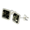 925 Sterling Silver & Genuine Baltic Amber Classic Square Studs Earrings - AA028