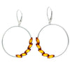 925 Sterling Silver & Baltic Amber Large Drop Hoops Earrings - AA032