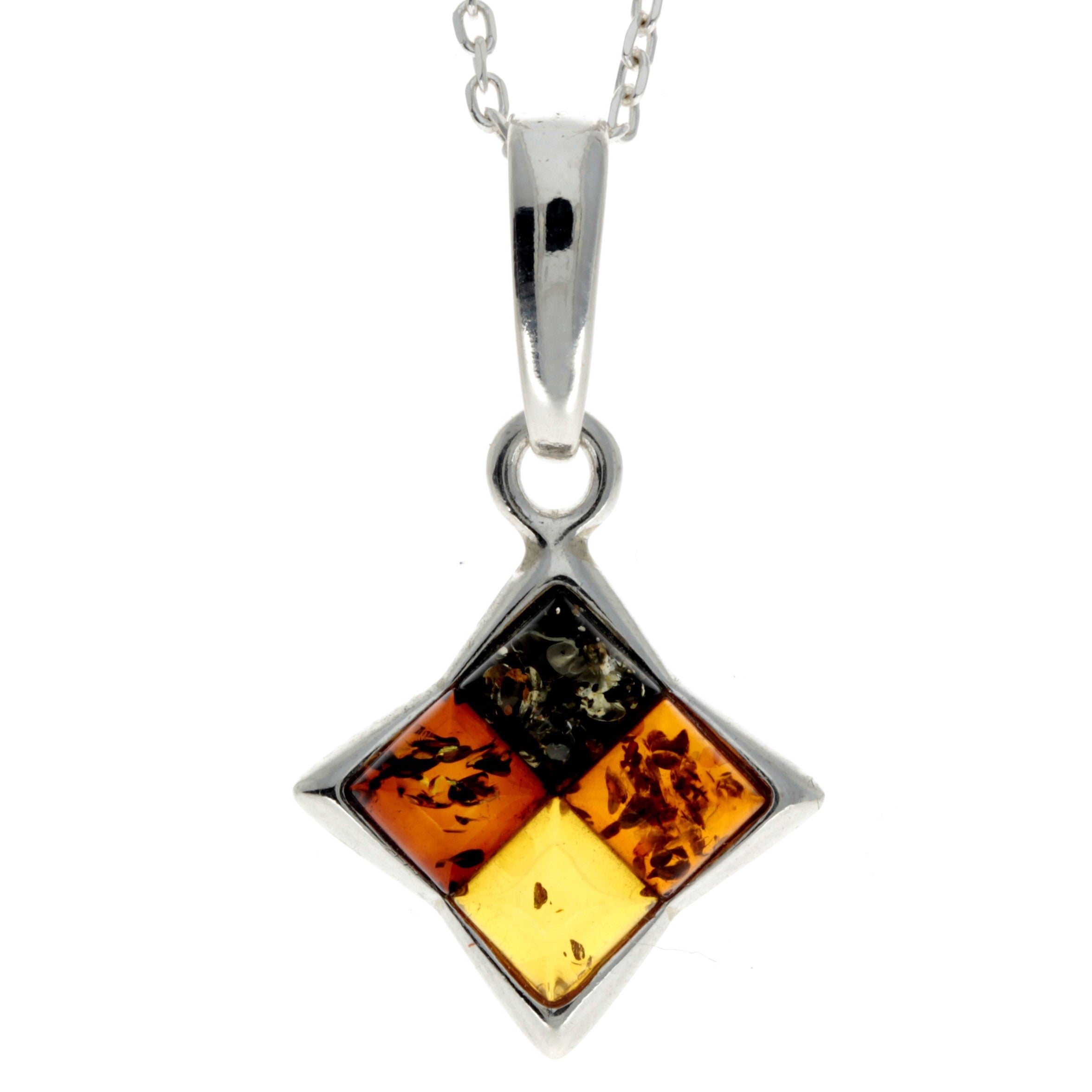 925 Sterling Silver & Genuine Baltic Amber Classic Pendant - AA207