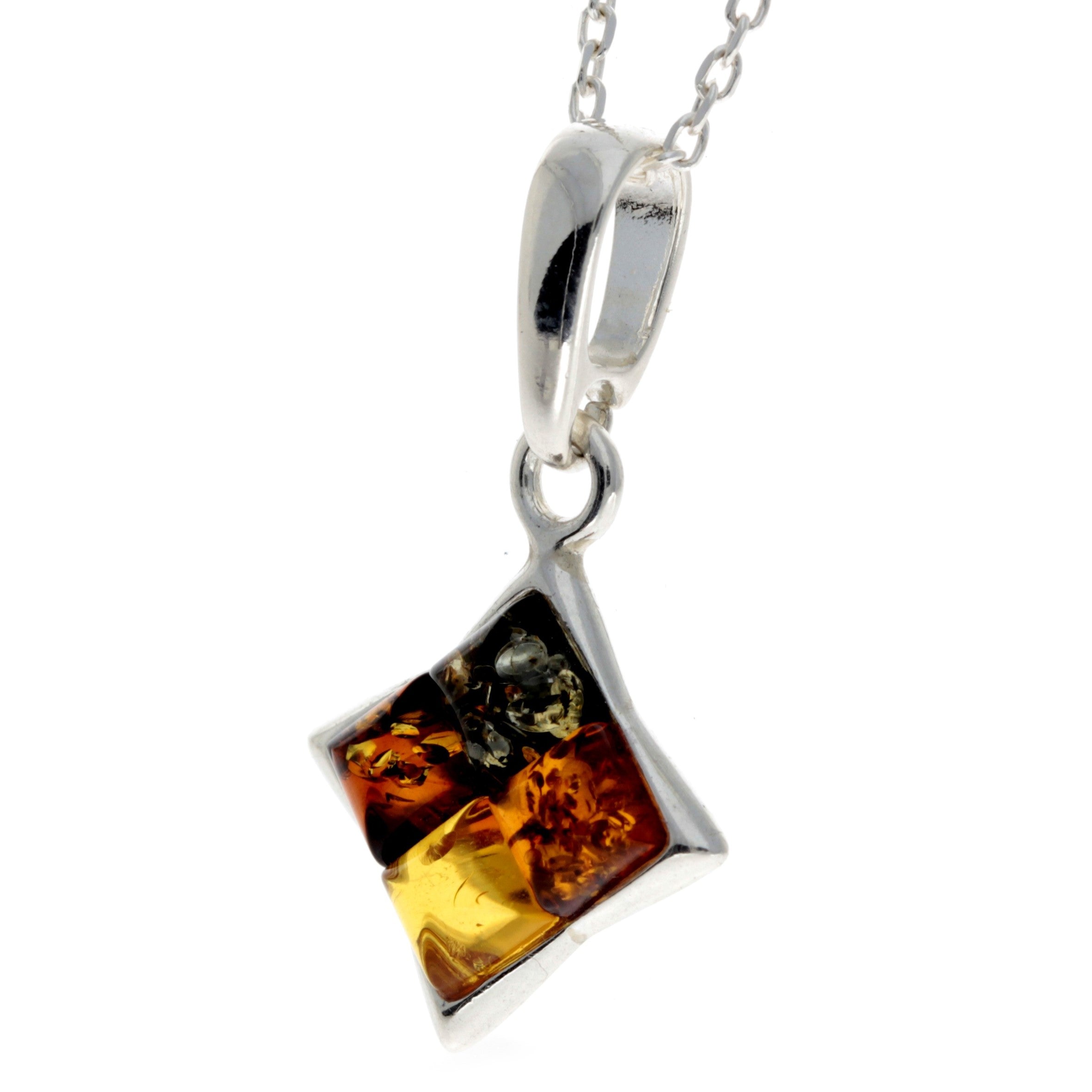 925 Sterling Silver & Genuine Baltic Amber Classic Pendant - AA207