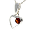 925 Sterling Silver & Genuine Baltic Amber Small Classic Heart Pendant - AA217