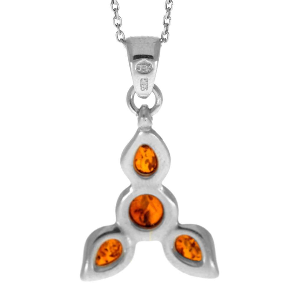 925 Sterling Silver & Genuine Baltic Amber Modern Trio Pendant AA230