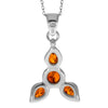 Load image into Gallery viewer, 925 Sterling Silver &amp; Genuine Baltic Amber Modern Trio Pendant  AA230