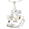 925 Sterling Silver & Genuine Baltic Amber Dragon Pendant - AA237