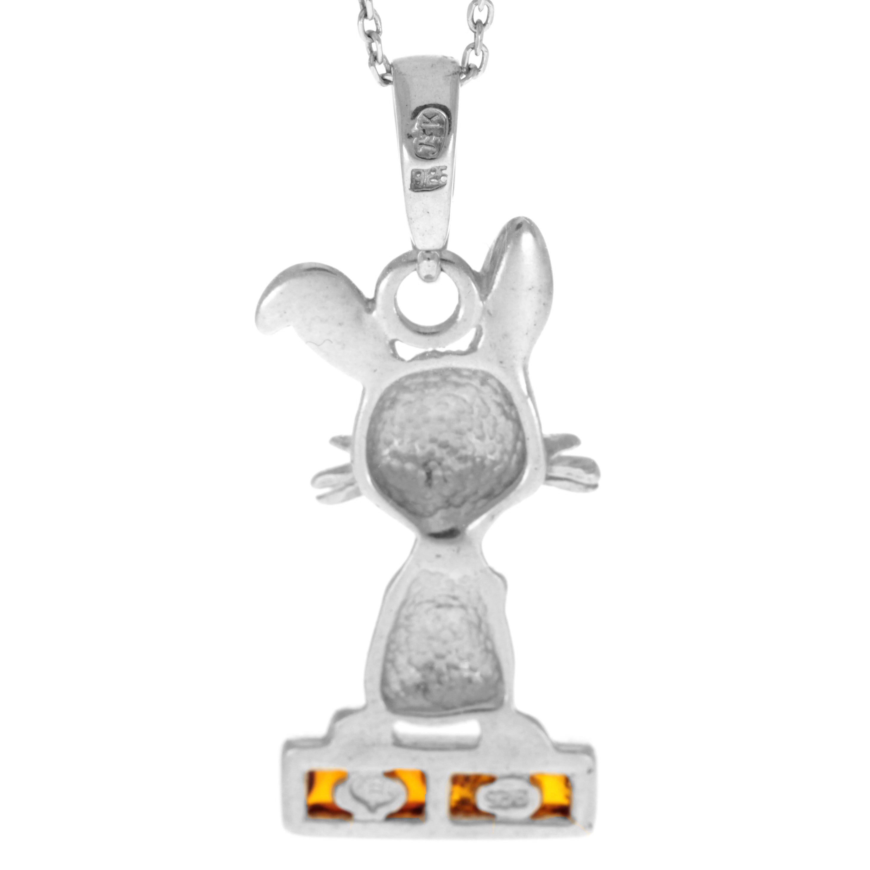 925 Sterling Silver & Genuine Baltic Amber Classic  Modern Rabbit  Pendant - AA243