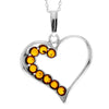 925 Sterling Silver & Genuine Baltic Amber Multi Stone Heart Pendant - AA245