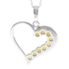 925 Sterling Silver & Genuine Baltic Amber Multi Stone Heart Pendant - AA245