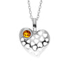 925 Sterling Silver & Genuine Baltic Amber Small Heart Pendant - AA248