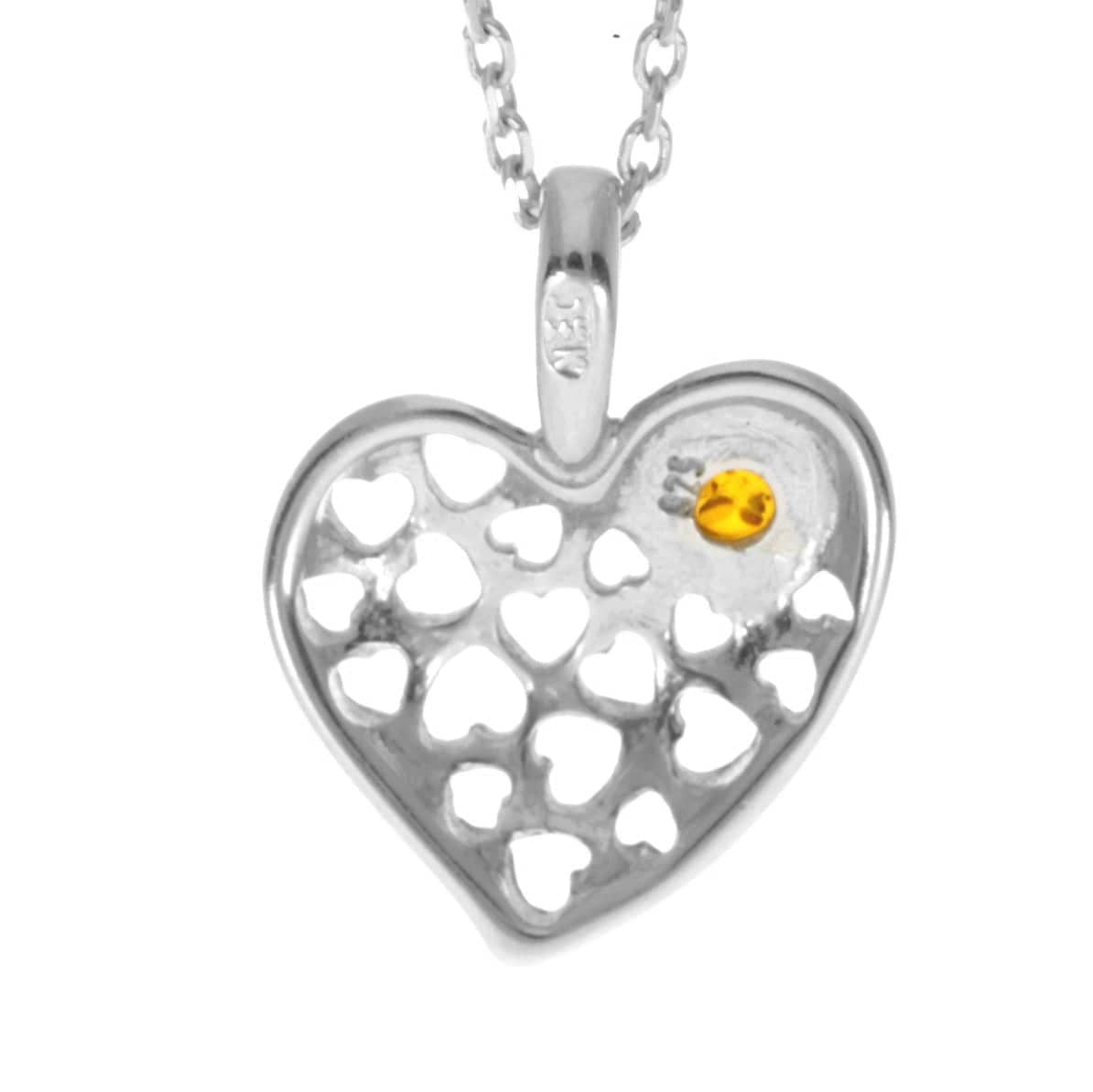 925 Sterling Silver & Genuine Baltic Amber Small Heart Pendant - AA248