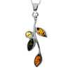925 Sterling Silver & Genuine Baltic Amber Classic Pendant - AA250