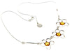 Load image into Gallery viewer, 925 Sterling Silver &amp; Genuine Baltic Amber Multi Stones Flowers Modern Exclusive Necklace - AA906