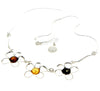 Load image into Gallery viewer, 925 Sterling Silver &amp; Genuine Baltic Amber Multi Stones Flowers Modern Exclusive Necklace - AA906