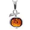 925 Steling Silver & Genuine Baltic Amber Classic Apple Pendant - AB200