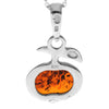 925 Steling Silver & Genuine Baltic Amber Classic Apple Pendant - AB200