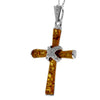 Load image into Gallery viewer, 925 Sterling Silver &amp; Genuine Baltic Amber Cross Pendant - AB207