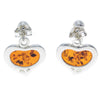 Load image into Gallery viewer, 925 Sterling Silver &amp; Genuine Baltic Amber Classic Hearts Drop Earrings - AC019