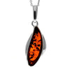 925 Sterling Silver & Genuine Baltic Amber Modern Pendant -AC208