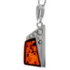 925 Sterling Silver & Genuine Baltic Amber Classic  Modern  Pendant - AC213