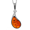 925 Sterling Silver & Genuine Baltic Amber Classic Modern Pendant - AC217