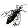 925 Sterling Silver & Genuine Baltic Amber Wasp Fly Brooch - AC803