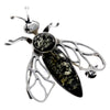 925 Sterling Silver & Genuine Baltic Amber Wasp Fly Brooch - AC803