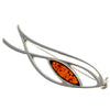 925 Sterling Silver & Genuine Baltic Amber Classic Brooch - AC804
