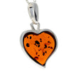 925 Sterling Silver & Baltic Amber Classic Heart Engraved Pendant - AD200