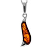 925 Sterling Silver & Genuine Baltic Amber Modern Drop Pendant  AD212