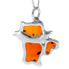 925 Sterling Silver & Genuine Baltic Amber Classic Cat Pendant AD213B