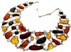Load image into Gallery viewer, 925 Sterling Silver &amp; Genuine Baltic Amber Multi Stones Unique Heavy Exclusive Necklace - AD907