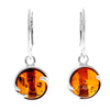 925 Sterling Silver & Genuine Baltic Amber Modern Drop Earrings - AE10