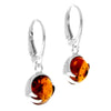 925 Sterling Silver & Genuine Baltic Amber Modern Drop Earrings - AE10