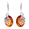 925 Sterling Silver & Genuine Baltic Amber Modern Drop Earrings - AE11