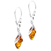 925 Sterling Silver & Genuine Baltic Amber Modern Drop Earrings - AE12