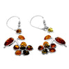Load image into Gallery viewer, 925 Sterling Silver &amp; Genuine Baltic Amber Flower Drop Lever Back Earrings - AE13M