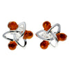Load image into Gallery viewer, 925 Sterling Silver &amp; Genuine Baltic Amber 3 Stone Celtic Studs Earrings - AE2